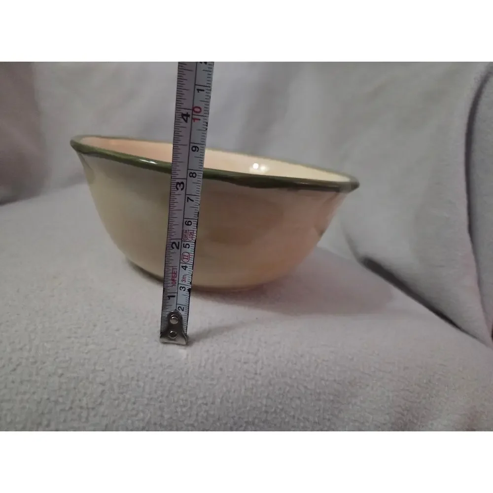 Vtg Gibson USA Hand Painted Large Serving BOWL Pear Italian Yellow Green